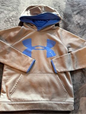 Under Armour Tan Hoodie with Blue Logo